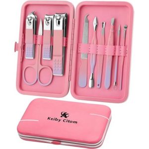 Kit de manucure professionnel 10 pièces coupe-ongles pédicure outils de soins en acier inoxydable outils de toilettage pour voyage (rose violet) (Zhong Lei, neuf)