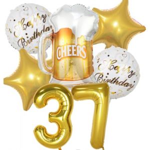 Ballon 37 ans Anniversaire Homme Femme, Decoration Anniversaire 37 ans, Ballon Anniversaire 37 ans Or, Ballon Bière Ballon Bouteille Verre à Vin Decoration pour Anniversaire 37 ans Femme Homme (Feelairy, neuf)