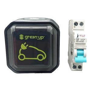 Carr&eacute; Rouge - Pack 1 Disjoncteur Diff&eacute;rentiel 20A Vijji + 1 Prise Green&rsquo;Up Legrand pour Chargeur Mobile - pour Utilisation en Ext&eacute;rieur - Fabrication Fran&ccedil;aise (Mon Coffret de Chantier, neuf)