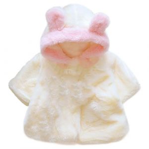 OKSakady nouveau-né bébé fille manteaux à col en fausse fourrure et vestes à capuche Cape Cape Poncho 0-3 ans (Sakady-EU, neuf)