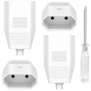 AXFEE 4PCS Prise Electrique Femelle, 250V 2.5A Coupleurs Plats Euro, 2 Broches Coupleur Schuko Plat, Fiche Electrique Femelle Plate avec Tournevis, pour Appareils Electroménagers(Blanc) (Ouuze, neuf)