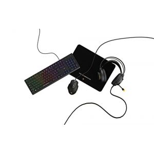 NOVA GAMING – ALQUILA – Pack Gamer 4 en 1 RGB – Clavier Mécanique filaire AZERTY, Souris Filaire DPI réglable entre 1200 et 7200, Casque Filaire USB / Jack avec micro et Tapis de souris XL (Gpasplus, neuf)