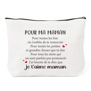 JIOMULIG Cadeau Originale F&ecirc;te des M&egrave;res Trousse de Maquillage pour Maman Id&eacute;e Cadeau Personnalis&eacute; Anniversaire No&euml;l Merci Maman &Eacute;motionnel Trousse de Toilette Voyage Femme Accessoire Beaut&eacute; (MUzhiwl, neuf)