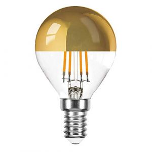 NCC-Licht Ampoule &agrave; filament LED, en forme de poire, 4 W presque 40 W, culot E14, t&ecirc;te miroir dor&eacute;e, extra blanc chaud, 2200 K KVG (ncc-design, neuf)
