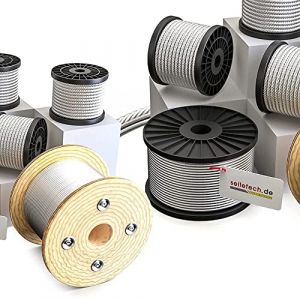 Seiletech.de Câble en acier inoxydable - 2 mm - 40 m - 7 x 7 moyennement souple - Câble métallique pour tuteur - Câble forestier, treuil, balustrade (dq-pp, neuf)