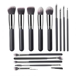 WENH Femmes maquilleuse outils de maquillage 14 ensemble pinceau de maquillage poudre libre fond de teint brosse douce brosse Portable combinaison multi-usages(14 set heiyin) (WH Home Life Store, neuf)
