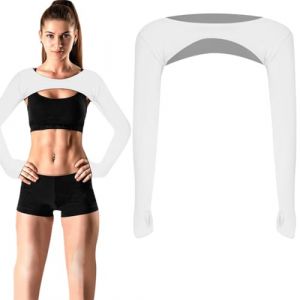 Uv Châle Bras Manche Manchons, Manchette Bras Homme, Bolero Femme, Bras Manches de Protection, Unisexes respirants, anti-UV, pour volley-ball, cyclisme, course (Blanc) (QUQU JIANING, neuf)