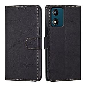 RankOne Coque pour Motorola Moto E13 (6.5" inches), Coque Etui Protection Housse Premium en Cuir PU - Le Noir (Rankone, neuf)