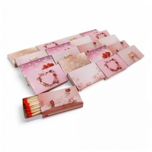 Camino 24 boîtes d'allumettes XL 10 cm Boîte d'allumettes pour la Saint-Valentin, boîtes d'allumettes Premium, Motifs de Coeur Allumettes de sécurité Allumettes Longues (24) (KMfiremaker, neuf)