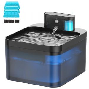 Fontaine a Eau Chat sans Fil, Fontaine a Eau Chat avec D&eacute;tecteur de Mouvement, 2.2L Automatique Gamelle Chien a Pile, Batterie 2600mAh Rechargeable, Pompe Ultra Silencieuse (3 Filtre+3 Mousse) (ProPetmo, neuf)