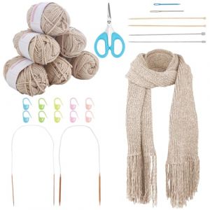 WEBEEDY Kits de Tricot pour D&eacute;butants Adultes Kit de Tricot pour &Eacute;charpe avec Laine Aiguilles &agrave; Tricoter Instructions Faciles &agrave; Suivre Sets de D&eacute;marrage Facile Tricoter avec Accessoires de Crochet (WEBEEDY EU, neuf)