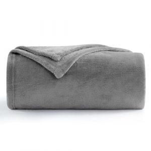 Aisbo Plaid Couverture Polaire 130x150 - Plaid Lit Jete de Canape, Couverture Canapé 130 x 150 Flanelle 1 Personne Doux et Chaud, Gris (Aisbo EU, neuf)