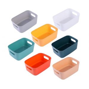 EURXLQ Lot de 7 paniers de rangement en plastique avec poign&eacute;es - &Eacute;pais - Organiseur de salle de bain - Armoire de cuisine - Bo&icirc;te en plastique pour salle de bain et cuisine - 30 x 20 x 12 cm (南昌市鸣静电子商务中心, neuf)