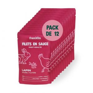 Franklin – Sachet Chat en Sauce – Nourriture Saine avec 85% de Poulet et Lapin – Régule Le Poids – Convient au Chat Stérilisé – 12x85g (Franklin Pet Food, neuf)