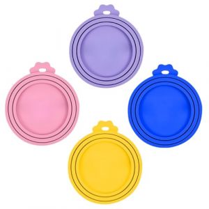 Dokeno 4 Pièces Couvercles Silicone de Conserve 3 en 1 Couvercles de Boîtes pour Chien et Chat Coque en Silicone Universels pour Animal Domestique Peut Couvertures pour des Tailles Multiples (ESSElidija, neuf)