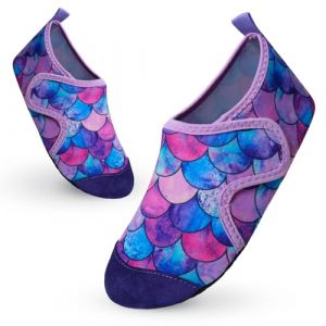 Vorvowry Chaussure Plage Enfant Fille Gar&ccedil;on Antid&eacute;rapant S&eacute;chage Rapide Lumi&egrave;re Piscine Aquatique Chaussures d Eau &Eacute;cailles de Poisson Violettes 26-27 (Vorvowry, neuf)