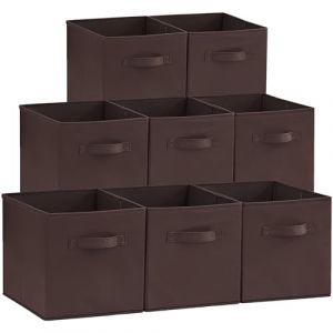 Lifewit Lot de 8 Cubes de Rangement Pliables, Paniers Rangement en Tissu, Caisses Rangement, Boites de Rangement avec Poignées, Organisateurs pour Vetements, Jouets, 26,5 x 26,5 x 28 cm, Marron (Lifewit Home FR, neuf)