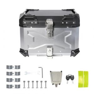 YEOOIYCW Top Case Moto,Alliage d'aluminium Coffre Moto,Top Case Universel,Solide et Imperm&eacute;able,Valise &agrave; Casque avec Serrure de S&eacute;curit&eacute;,Valise de Voyage pour Le Rangement de Casque (55L-B) (PRUTEANU STORE S.R.L., neuf)