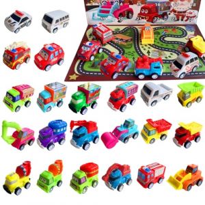 Ensemble de V&eacute;hicules Jouets Voitures et Camions de Ville de 24 Pi&egrave;ces, Voiture Jouet Enfant avec Tapis de Jeu, V&eacute;hicules de Construction, Jouet de Camion de Transporteur de Voiture (dongguanshihaoyangdashangmaoyouxiangongsi, neuf)
