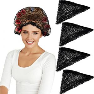4 Pièces Filet à Cheveux Triangle en Coton pour Rouleaux, Maille à Cheveux pour Femmes Résille à Cheveux Filet à Cheveux Triangulaire pour Sommeil, Noir, 35 x 35 x 57 Pouces (Yanyhhng, neuf)
