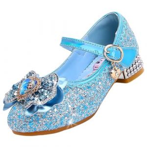 Vorkhuaeri Basket Enfant Fille Princesse Elsa, Chaussures de Danse Paillettes Costume Princesse, Adapt&eacute;es pour Habiller F&ecirc;te Cosplay Mariage No&euml;l (A1-Blue,27) (Vorkhuaeri, neuf)