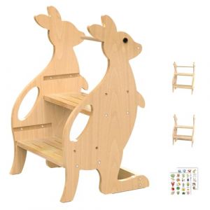 BueDeHai Tour d'apprentissage pour enfants à partir de 1 an, avec poignées, 2 marches réglables en hauteur, marchepied en bois pour enfants, toilettes, apprentissage, tabouret de salle de bain pour (BueDeHai Store, neuf)