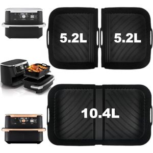 3 Pièces Moule Silicone pour Ninja Foodi Flex Air Fryer 10,4L AF500EU, Cecotec 9L, Duronic AF34, 1x10,4L+2x5,2L Silicone Moule Air Fryer Réutilisable Plat, Accessoire Airfryer pour Friteuses (WINI TECH, neuf)