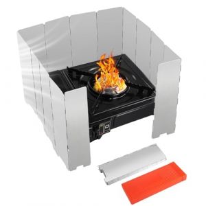 yolzhxe Pare Vent Pliable, 16 Plaques Pare Vent R&eacute;chaud de Camping, Aluminium Plaques Camping Plein Air Pare Brise, Protection Antivent pour R&eacute;chaud &agrave; Gaz, pour Cuisini&egrave;re Gaz Ext&eacute;rieur, Pique Nique (Number rich store, neuf)