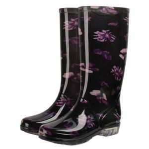ENEN Bottes de Pluie pour Femme Homme 35-46 Mollet Large, Bottes Caoutchouc Pluie Adulte Imperm&eacute;ables Confortable avec Semelle Antid&eacute;rapantes pour un usage Quotidien (YX22 Fleur violette,37) (EnEn, neuf)