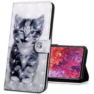 MRSTER Samsung Galaxy Note 10 &Eacute;tui &agrave; Rabat 3D D&eacute;sign Portefeuille Housse [Magn&eacute;tique] [Fonction Stand] [Porte Carte] PU Cuir Protection Coque pour Samsung Galaxy Note 10. BX 3D - Smile Cat (MRSTER, neuf)