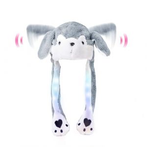 Anyingkai Bonnet Oreille qui Bouge LED,Bonnet Oreilles qui Bougent Enfant,Bonnet Avec Oreille qui Bouge,Bonnet Stitch Oreille qui Bouge,Fille Drôle en Peluche Oreille Animal Chapeau Cadeau (DAJIDALI-DE, neuf)