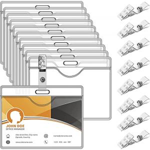 HIMOMO 50Pièces Porte Badge Rigide,Porte-Badge Porte-Nom Avec Clip Porte-Badge Reel Clip Porte-Cartes D'Identité éTanches,avec 50 Clips MéTalliques pour Cartes D'Identité,Porte-Noms (MENGXY, neuf)