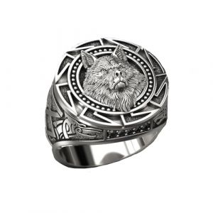 MAGIIE Fantaisie Bijoux Bague Homme en Acier Inoxydable,Bague Homme Style Viking T&ecirc;te de Loup,Bague Chevaliere Homme,Bague Argent Bague Grand pour Homme Garcons (Argent, 64) (MAGIIE, neuf)