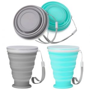2 Pcs Tasse Pliable en Silicone, Gobelet Retractable de Voyage, Flexible Reutilisable Portable Camping Pliable Cup, Pliant Mug pour Pique-Nique Camping Voyage Randonnée (300ml) (CAI  CHENGGUO DE DIAN, neuf)