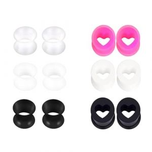 Uwiyo 6 Paires &Eacute;carteur d Oreilles en Silicone, Tunnel Oreille Plugs d'oreille en Silicone Flexibles Color&eacute; Plug Ecarteur Oreille Tunnels de Chair Forme de Cerceau Unisexe, 3-20mm (C&oelig;ur, 16mm) (JOFFY MOCO Store, neuf)