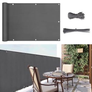 Sunula Brise Vue Balcon 90x600cm, Canisse Polyester Occultant pour Clôture, Cache Brise-Vue avec Cordon de Serrage et Corde, Oeillets Résistants à la Rupture Brevetés, Imperméable, Anthracite (Salcar GmbH, neuf)