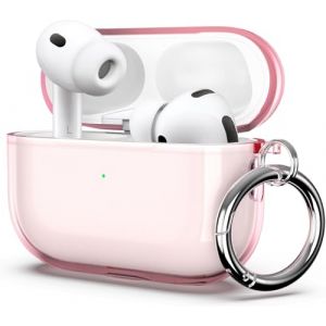 ULAK Coque pour AirPods Pro 3, Compatible avec Les AirPods Pro 3e G&eacute;n&eacute;ration Coque (2025) avec Porte-cl&eacute;s, Couverture Transparente Douce de R&eacute;sistante Aux Chocs [LED Frontale Visible], Rose (easyarise, neuf)