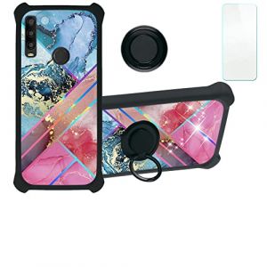 Aroepurt Coque pour Alcatel 3L 2020 Coque Compatible avec Alcatel 3L 2020 Coque Étui [avec Trempé 9H Protection D'écran] Case Support de Bague PC + Silicone IMDH-WSS (Huayijie-eu, neuf)