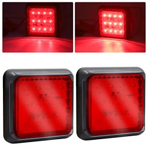 YnGia Lot de 2 feux arrière à LED pour remorque, feu stop arrière, 16 LED carrées, feux de freinage, clignotants, feux de circulation 24 V pour camion, remorque, caravane, camion, tracteur (rouge) (YuanDZ, neuf)