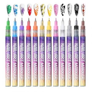 12 Couleurs Feutres &Agrave; Ongles Pour Ongle En Gel - Stylo Vernis &Agrave; Ongles 3D, Stylos Liners &Agrave; S&eacute;chage Rapide Pour Graffitis, MarqueursOngles En Gel Pour Le Dessin Et La Peinture D'ongles DIY (MingCai Guan, neuf)