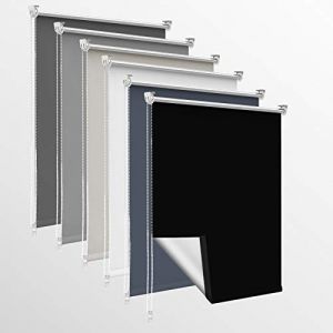 Homland Store Occultant sans Perçage, 60l x 210L cm (Largeur du Tissu 55cm) Rideaux Occultant avec Revêtement d'argent, Isolation Thermique, Installation Simple, pour Chambre, Salon, Noir (TimeLessA, neuf)