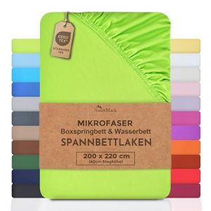 NatureMark Drap-housse en microfibre pour lit à sommier tapissier et pour lit à eau - 200 x 220 cm - Hauteur de bonnet 40 cm - 200 x 220 cm - 100 % polyester - Vert pomme (cottonrich, neuf)