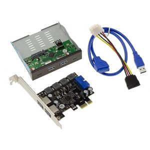 KALEA-INFORMATIQUE Kit USB3 6 Ports pour boitier PC : Carte PCIe vers USB 3.0 2 Ports High Power et Baie USB3 2X A et 2X C pour Façade 3.5 (KALEA INFORMATIQUE - COMPOTRADE, neuf)