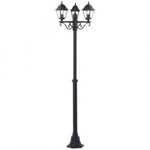 Lightbox lampadaire classique d'extérieur - 188 cm de hauteur, Ø 57 cm - candélabre noir d'extérieur avec protection contre la pluie en verre - pour le jardin - protégé contre les éclaboussures (IP44) (Lightbox-Shop, neuf)