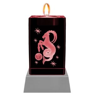 Kaltner Präsente Lumière d'ambiance – Un cadeau très spécial : bougie LED / bloc de verre en cristal / gravure laser 3D photophore signe du zodiaque Capricorne / éclairage aux couleurs arc-en-ciel (Kaltner Präsente, neuf)