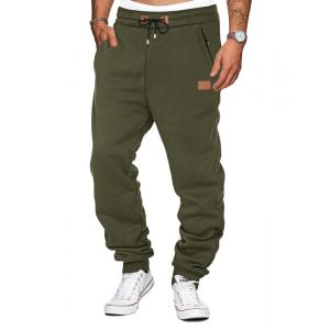 TARAINYA Pantalon de Jogging pour Homme Zipper Sweatpants Coton Pantalons de Pantalon de Surv&ecirc;tement avec Poches Vert Militaire L (TARAINYA FR, neuf)