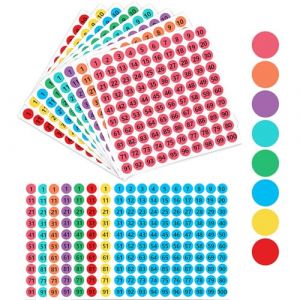 1600 Pi&egrave;ces Autocollant Numero, Num&eacute;ro Autocollants Feuilles D'Autocollants Num&eacute;rot&eacute;s de Couleur Number Stickers Etiquette Numerotees Autocollante 16 Feuilles 1 &agrave; 100 Chiffre (MJHXC, neuf)