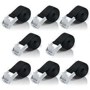 1M Sangle d'Arrimage, 8 Pièces Sangle à Cliquet avec Boucle de Serrage en Alliage de Zinc pour Fixation Moto/Voiture/Porte Vélo/Bagage/Déménagement Puissance de Traction (DIANA ASCENZI S.R.L., neuf)