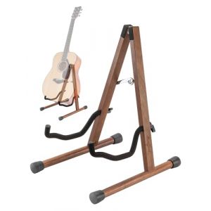 Musbeat Support Guitare, Support Guitare Sol, Support de Guitare Acoustique avec Mousse Rembourrée, Stand Guitare en bois de noyer noir pour guitare acoustique et électrique, Porte Guitare la Maison (Musbeat Store, neuf)