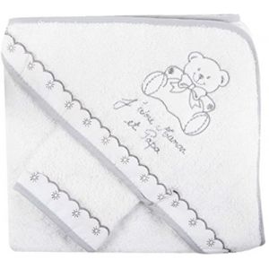 FC ESHOP - Sortie de bain j'aime maman et papa + gant blanc bébé - FC ESHOP (FC E-SHOP, neuf)